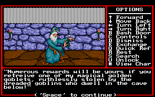 Might and Magic II: Gates to Another World (Amiga) screenshot: A quest to retrieve a goblet!
