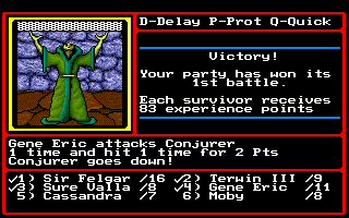 Might and Magic II: Gates to Another World (Amiga) screenshot: Won the battle.