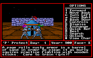 Might and Magic II: Gates to Another World (Amiga) screenshot: Once you have enough experience points you will need to train.