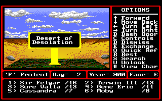 Might and Magic II: Gates to Another World (Amiga) screenshot: Entrance to the Desert of Desolation.