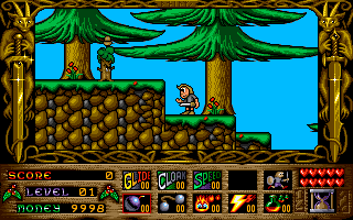 Prophecy: Viking Child (Amiga) screenshot: Starting the village level.