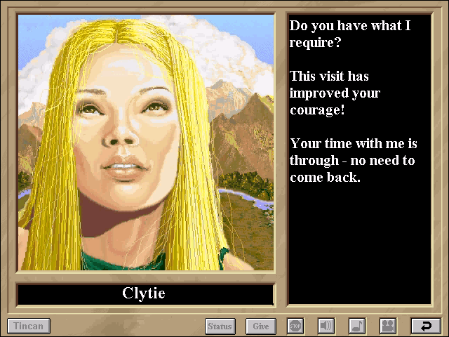 3001: A Reading & Math Odyssey (Windows 3.x) screenshot: Courage improved after giving the right item