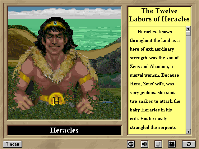 3001: A Reading & Math Odyssey (Windows 3.x) screenshot: Another myth: The Twelve Labors of Heracles