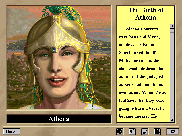 3001: A Reading & Math Odyssey (Windows 3.x) screenshot: The myth about Athena