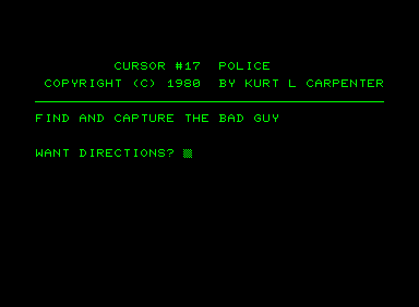 Police! (Commodore PET/CBM) screenshot: Introduction screen