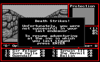Might and Magic II: Gates to Another World (Amiga) screenshot: Game over.