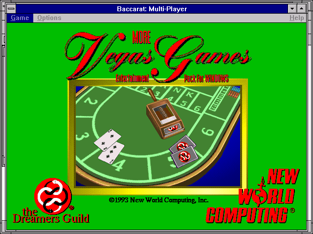 More Vegas Games Entertainment Pack for Windows (Windows 16-bit) screenshot: Title screen (Baccarat)