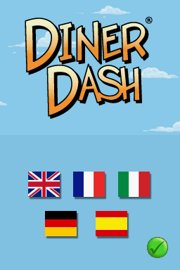 Diner Dash: Sizzle & Serve (Nintendo DS) screenshot: Language select