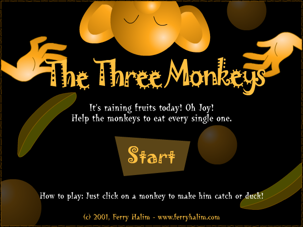 The Three Monkeys (Browser) screenshot: Title screen