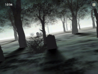 Dead Runner (Android) screenshot: Tombstones shows where you died in previous playthroughs