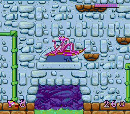 Pink Goes to Hollywood (Genesis) screenshot: Riding a flying carpet