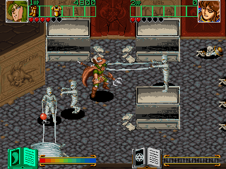 Wizard Fire (Arcade) screenshot: Bard and the mummies