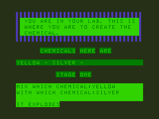 Screenshot of Crazy Chemist (TRS-80 CoCo, 1989) - MobyGames