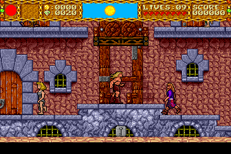 Shape Shifter (TurboGrafx CD) screenshot: The city consists of an elevator and a few shops. Nobody here seems to have a house, save for the elder