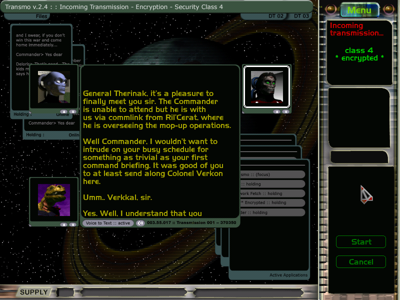 I of the Enemy (Windows) screenshot: Mission briefing, very similar to <i>StarCraft</i>.