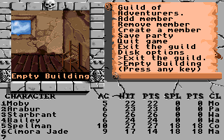 The Bard's Tale Construction Set (Amiga) screenshot: Exploring a building.