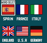 Power Quest (Game Boy Color) screenshot: Language selection