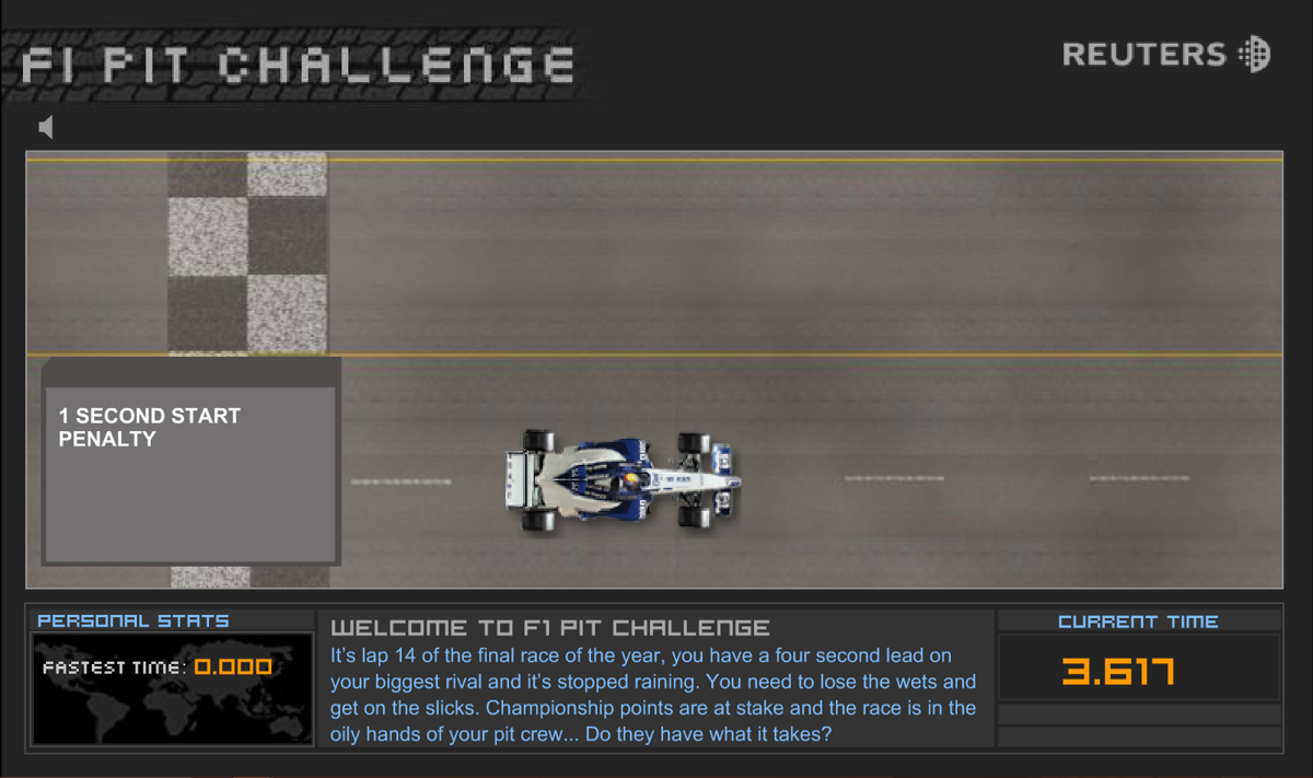F1 Pit Challenge (Browser) screenshot: Game start.