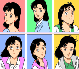 Yawara! (TurboGrafx CD) screenshot: The intro is almost entirely dedicated to Yawara. Here you see different expressions...