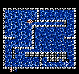 Wit's (NES) screenshot: Row boats are this stage's vehicle.