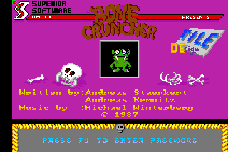 Bone Cruncher (Amiga) screenshot: Title screen.