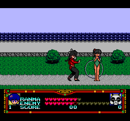 Ranma 1/2 (TurboGrafx CD) screenshot: Ranma stops suddenly... oh wow... just don't turn into female form now :)