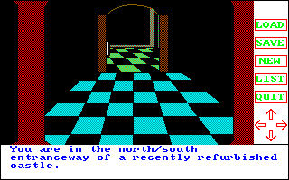 The Crimson Crown (Amiga) screenshot: Visiting the Wizard's castle.