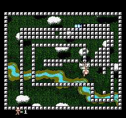 Wit's (NES) screenshot: Crashing over a wall.
