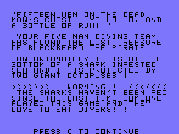 Blackbeard's Treasure (TI-99/4A) screenshot: Instructions
