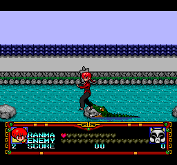 Ranma 1/2 (TurboGrafx CD) screenshot: Touch the water, and you'll change your sex...