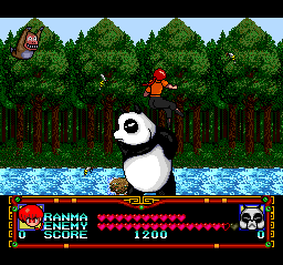 Ranma 1/2 (TurboGrafx CD) screenshot: Boss battle: giant panda!