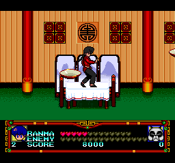 Ranma 1/2 (TurboGrafx CD) screenshot: Fighting in a fancy restaurant