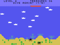 Blackbeard's Treasure (TI-99/4A) screenshot: Game over