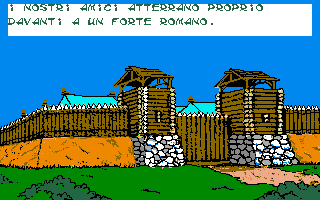 Asterix and the Magic Carpet (Amiga) screenshot: A Roman fort.