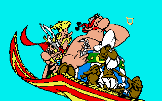 Asterix and the Magic Carpet (Amiga) screenshot: Catching a ride on a magic carpet.