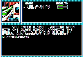 Mars Saga (Apple II) screenshot: Shuttle station.