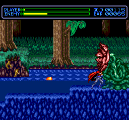 Exile: Wicked Phenomenon (TurboGrafx CD) screenshot: Sadler fights a plant boss. The game's difficulty defies belief