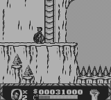 Cliffhanger (Game Boy) screenshot: Rocks are falling down continuously in this stage.