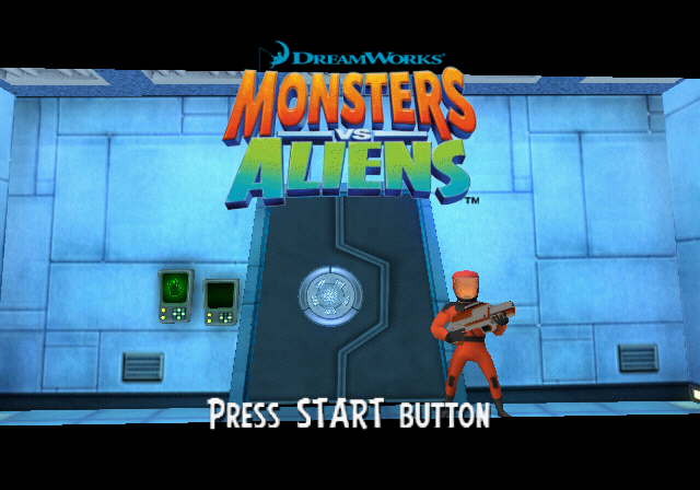 Monsters vs. Aliens (PlayStation 2) screenshot: Title screen.