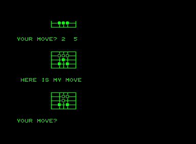 Hexapawn (Commodore PET/CBM) screenshot: On the road to victory