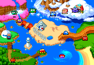 Bomberman: Panic Bomber (TurboGrafx CD) screenshot: The "world map"