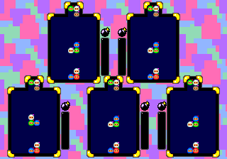 Bomberman: Panic Bomber (TurboGrafx CD) screenshot: Five players compete!