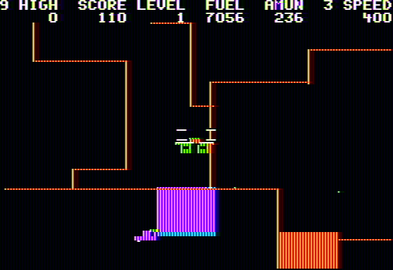 Hadron (Apple II) screenshot: Getting hit