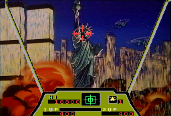 Cobra Command (Arcade) screenshot: Survived the first enemy. On to number two.