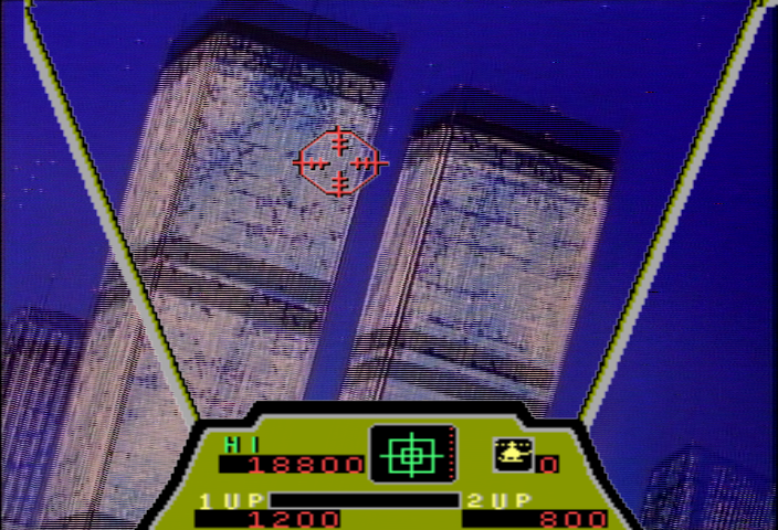 Cobra Command (Arcade) screenshot: Flying in New York