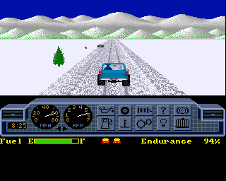 4x4 Off-Road Racing (Amiga) screenshot: Winter landscape.