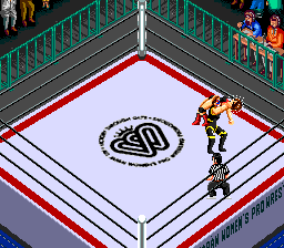 Super Fire Pro Wrestling Queen's Special (TurboGrafx CD) screenshot: About to throw the opponent