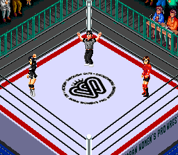 Super Fire Pro Wrestling Queen's Special (TurboGrafx CD) screenshot: Getting ready...