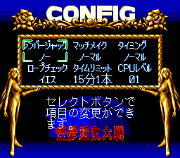 Super Fire Pro Wrestling Queen's Special (TurboGrafx CD) screenshot: Config screen
