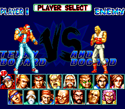 Fatal Fury Special (TurboGrafx CD) screenshot: Player select. It's brothers fighting each other!..
